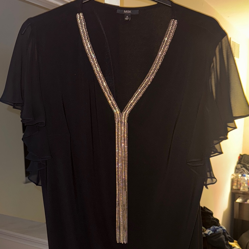 MSK Black top  with Sparkling Embellishment